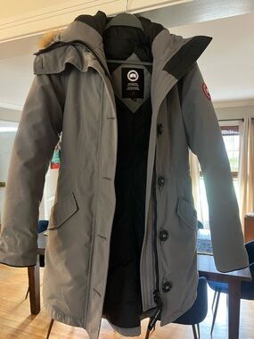 Canada Goose Women’s Light Gray Down Parka with Fur-Trim Hood